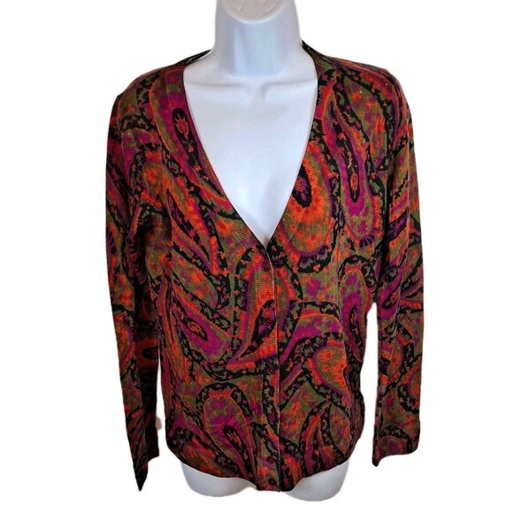 Talbots Sweaters - Talbots Women's Pure Merino Wool Sweater Cardigan Size S Paisley